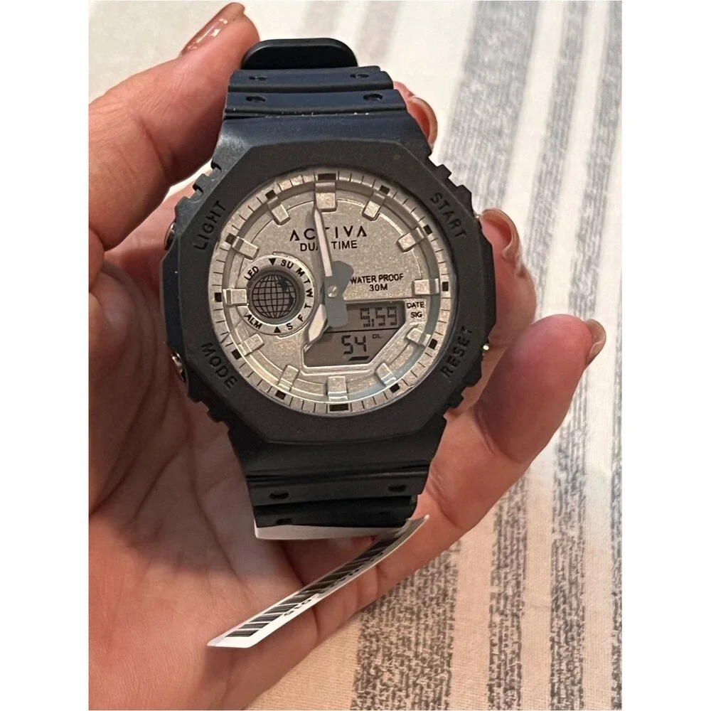 Activa by Invicta Dual Time Digital-Analog Watch - Black and Silver